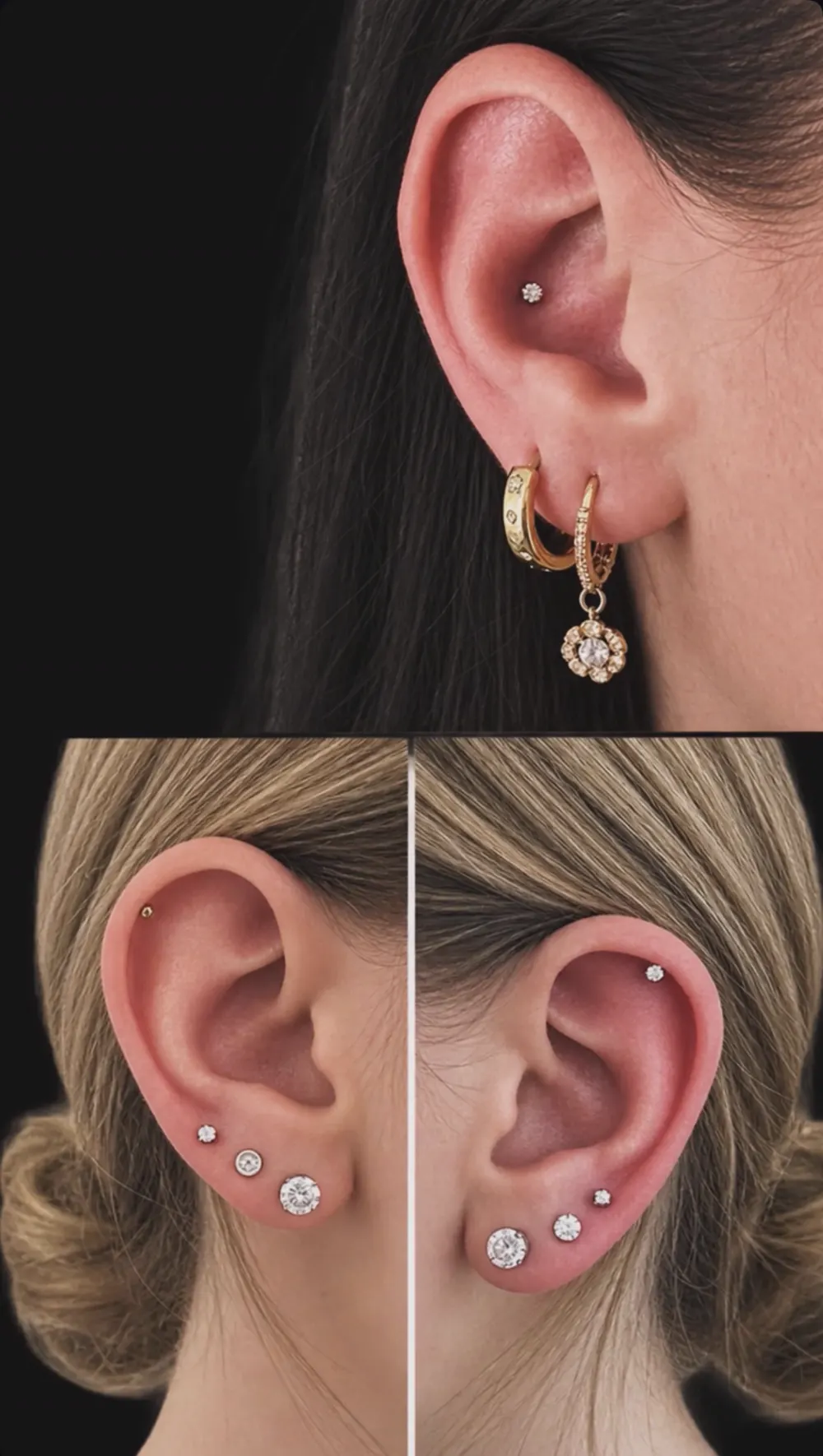 Mehrere Ohrpiercings, Collage